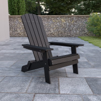 Flash Furniture JJ-C14505-BLK-GG Charlestown All-Weather Poly Resin Indoor/Outdoor Folding Adirondack Chair in Black